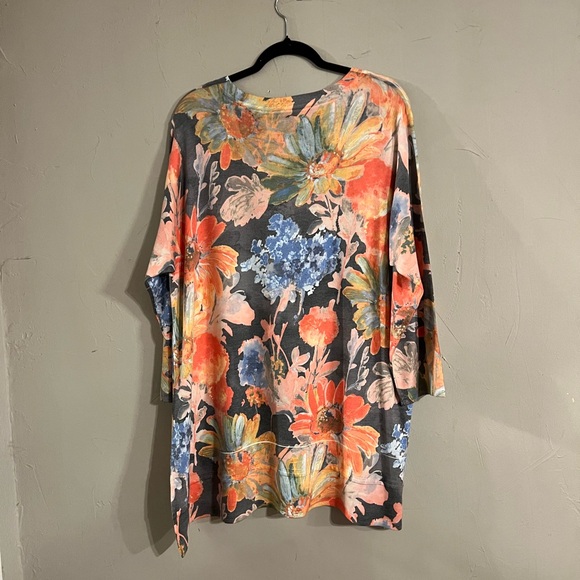 Soft Surroundings Floral Tunic - Orange and Blue - Picture 3 of 3